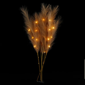 Set of Five Brown Led Pampas Grass Stems