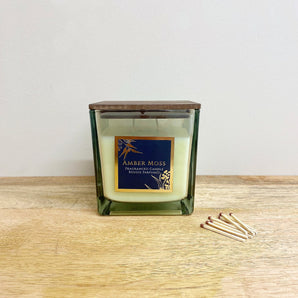 Amber Moss Scented Candle With Wooden Lid