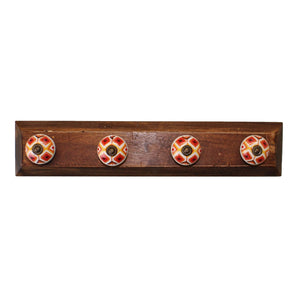 Set of 4 Kasbah Design Coat Hooks On Wooden Base