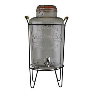 Vintage Style Glass Juice Dispenser on Metal Stand