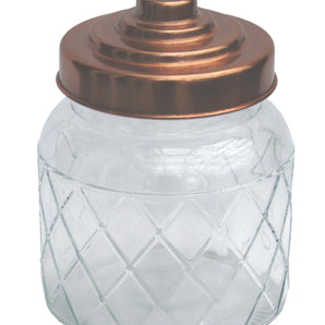 Round Glass Jar With Copper Lid, 5.5 Inch