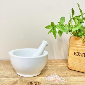 Stoneware Pestle & Mortar in White