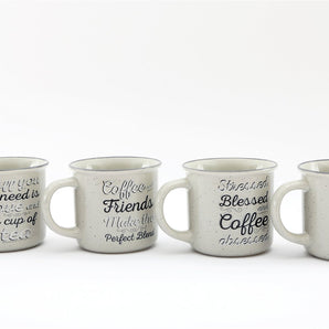 Set of Four Antique Grey Slogan Mug