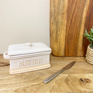 Natural Ceramic Butter Dish 19cm