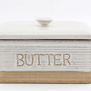 Natural Ceramic Butter Dish 19cm