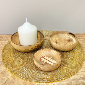 Mango Wood Round Bowls Three Piece