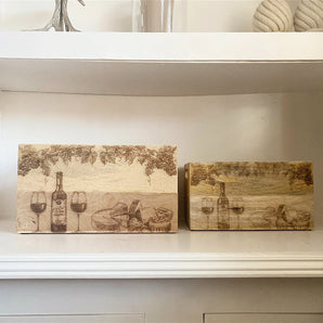 Set Of Two Engraved Cheese & Wine Crates