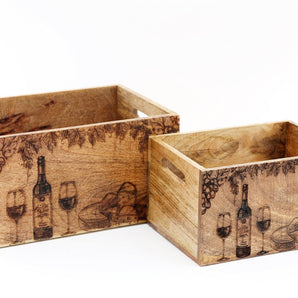 Set Of Two Engraved Cheese & Wine Crates