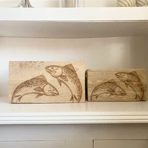 Set Of Two Engraved Salmon Crates