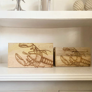 Set Of Two Engraved Lobster Crates