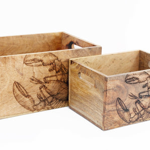 Set Of Two Engraved Lobster Crates