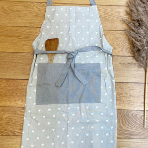 Kitchen Apron With A Grey Heart Print Design