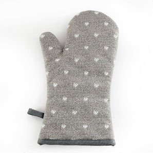 Kitchen  Oven Glove With A Grey Heart Print Design