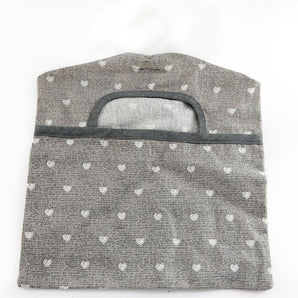 Cotton Peg Bag With Grey Hearts Design