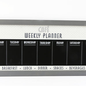 Bistro Cafe Wooden Grey Chalkboard Week Planner 67cm