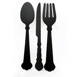 Black Three Piece Cutlery Wall Chalkboards 122cm