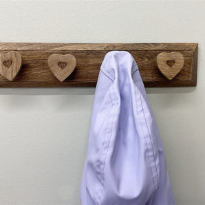 Mango Wood Heart 4 Coat Hooks