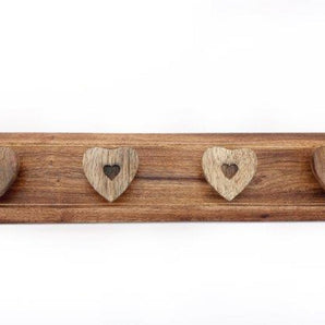 Mango Wood Heart 4 Coat Hooks