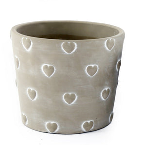 Grey Stone Hearts Planter Round Large