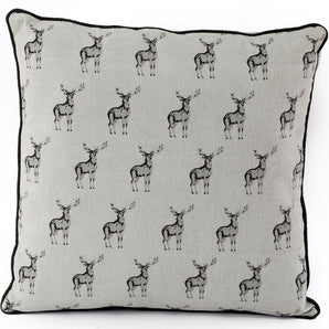 Grey Scatter Cushion With A Stag Print Design