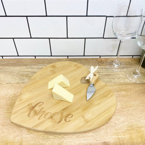 Heart Shaped Cheese Board with Knife