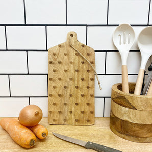 Hearts Design Engraved Wooden Cheese Board