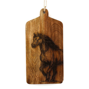 Horse Engraved Wooden Cheese Board