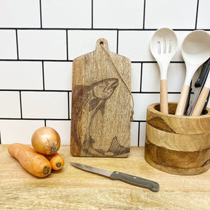 Salmon Engraved Wooden Cheese Board