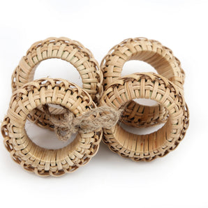 Set of Four Rattan Napking Holders