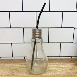 Light Bulb Drinking Jar with Straw