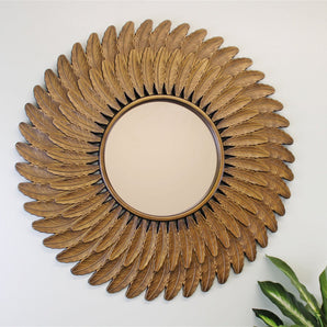 Bronze Effect Feather Frame Mirror