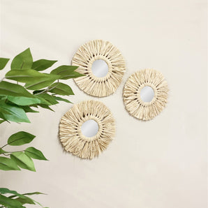 Set of Three Dried Grass Mirrors