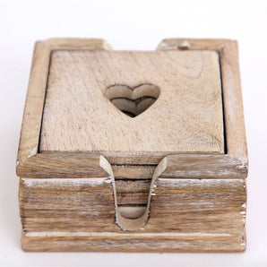 Set Of Six Wooden Heart Coasters