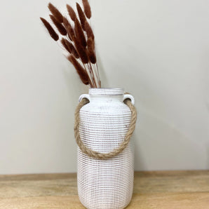 Large Stone Vase with Rope Handle