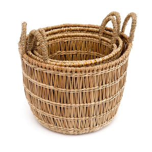 Set of Three Dried Seagrass Baskets