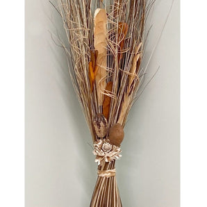 Twisted Stem Vase With Dried Brown & Cream Flowers