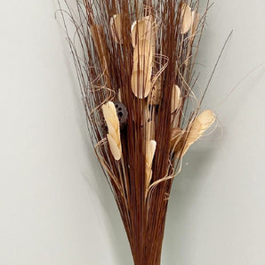 Twisted Stem Vase With Dried Dark Brown & Cream Flowers