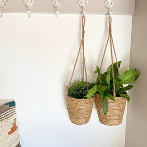 Set of Two Rush Grass Hanging Planters