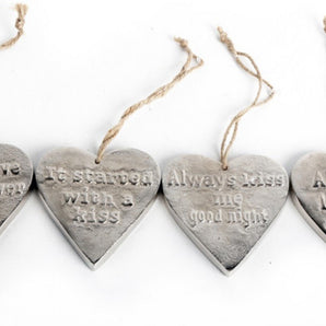 Small Hanging Silver Heart with Love Quote