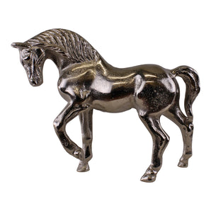 Silver Metal Horse Ornament, 23cm Tall