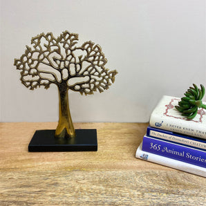 Small Antique Gold Tree On Black Base