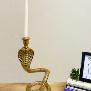 Large Gold Snake Candle Holder