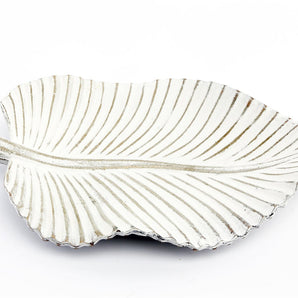 Antique White Leaf Tray