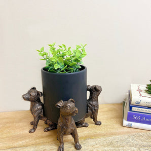 Set of Three Bronze Dog Pot Risers