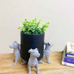 Set of Grey Dog Pot Risers