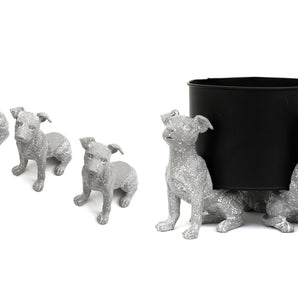 Set of Grey Dog Pot Risers