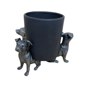 Set Of Silver Jack Russell Dog Pot Risers