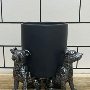 Set Of Silver Jack Russell Dog Pot Risers