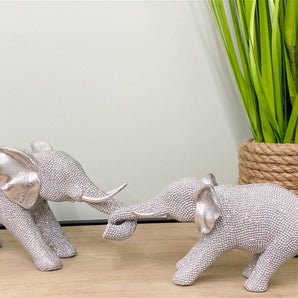 Silver Beaded Elephants Two Piece Mother & Calf