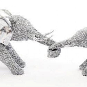 Silver Beaded Elephants Two Piece Mother & Calf